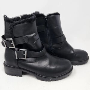 Torrid Black Faux Fur Lined Vegan Leather Moto Boot Women Shoe Size 7.5 Bootie
